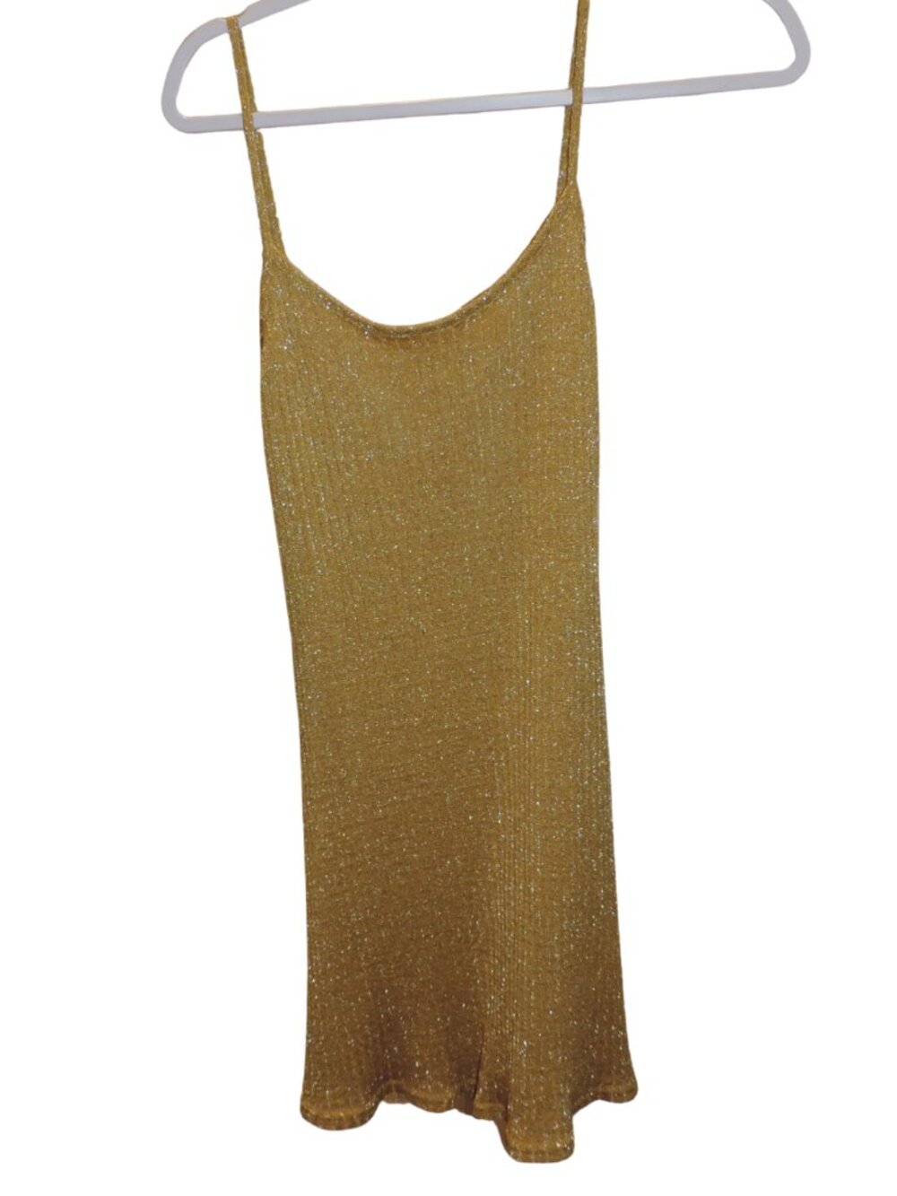 Gold Metallic Slip Dress with Spaghetti Straps